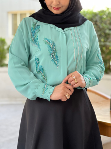 بلوز سبز جواهردوزی