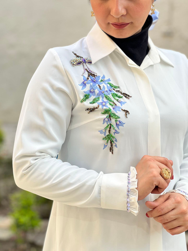 شومیز زنانه سفید جواهردوزی