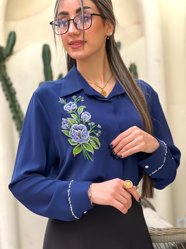 شومیز جواهردوزی سرمهای زنانه
