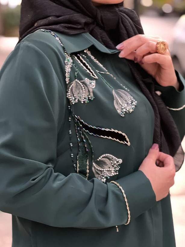 پیراهن سبز جواهردوزی
