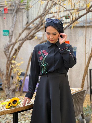پیراهن مشکی جواهردوزی زنانه