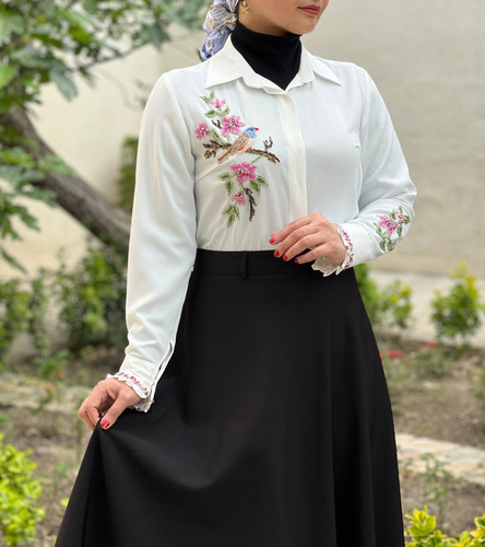 شومیز جواهردوزی سفید زنانه