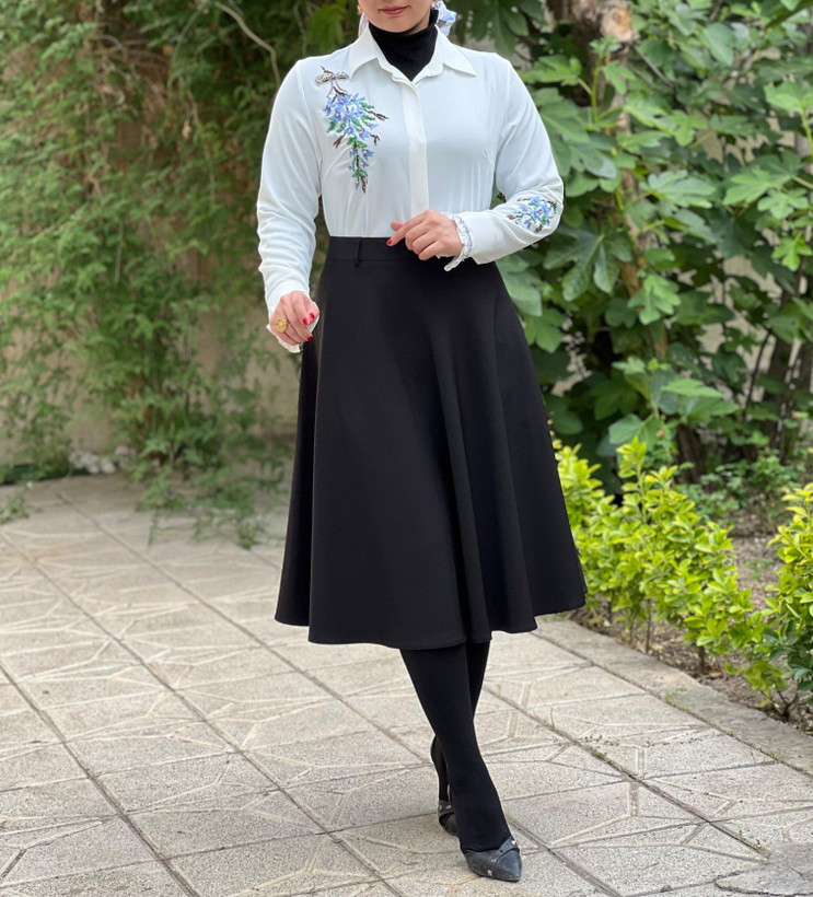 پیراهن سفید جواهردوزی زنانه طرح گل