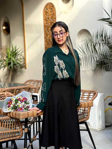 شومیز زنانه جواهردوزی سبز