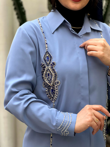 شومیز جواهردوزی آبی زنانه