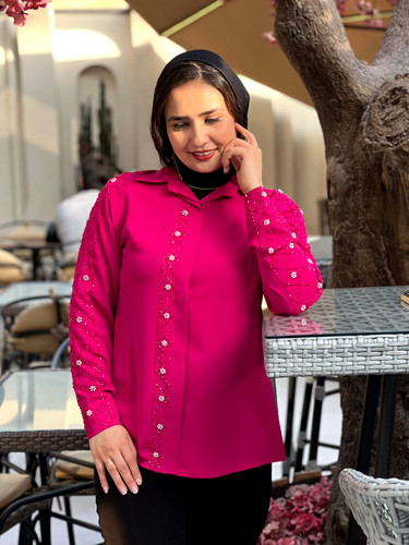 شومیز زنانه جواهردوزی صورتی
