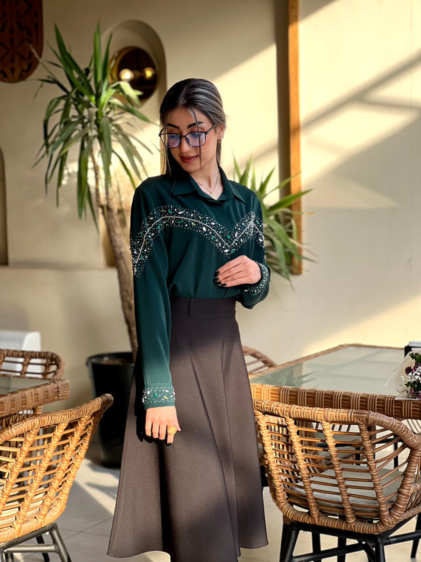 لباس زنانه جواهردوزی سبز