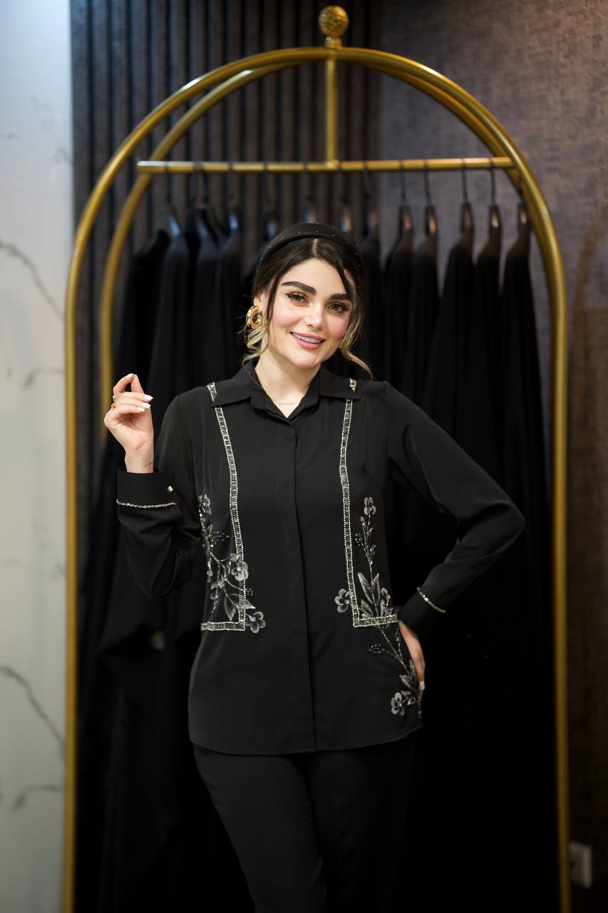 شومیز مشکی زنانه جواهردوزی